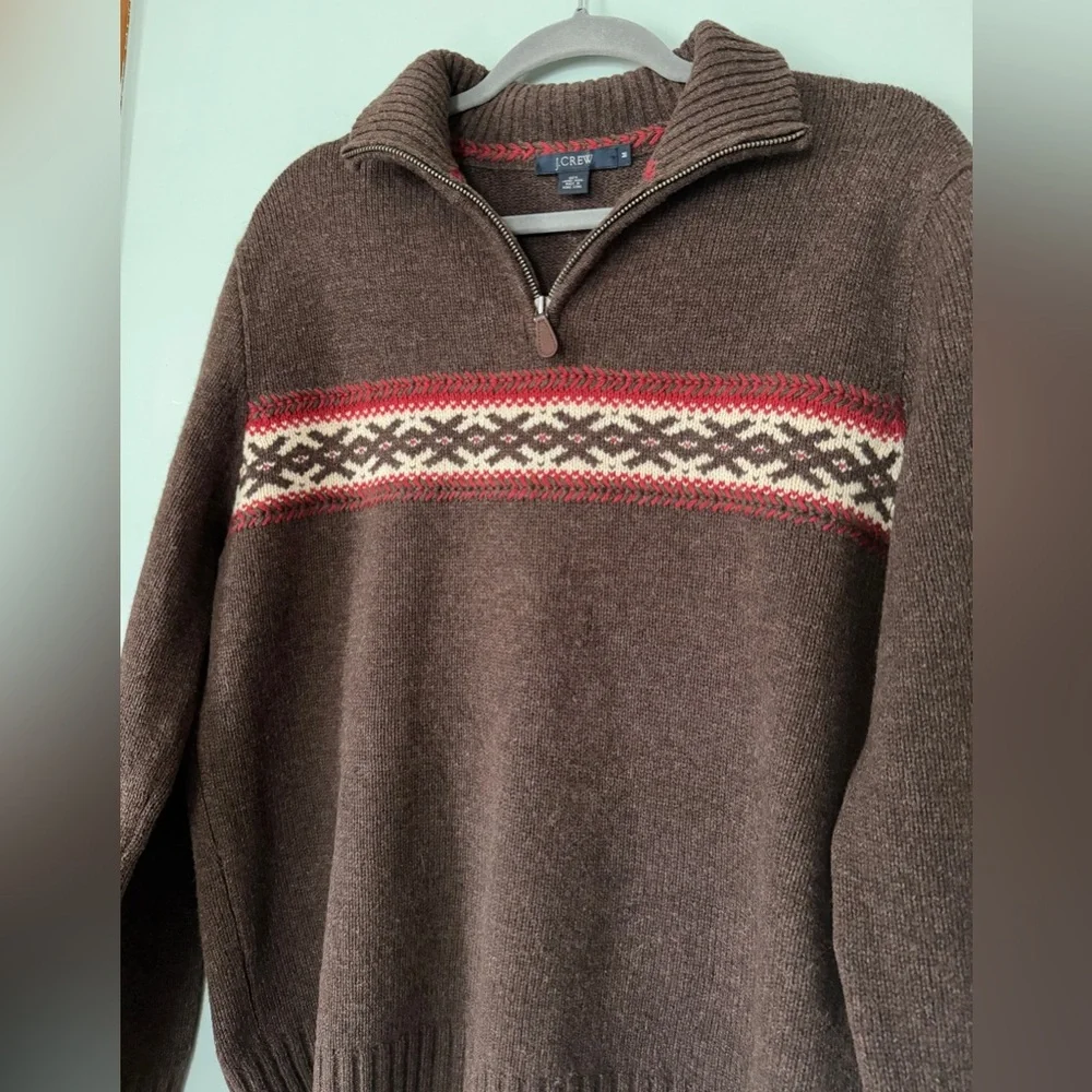 J. Crew Lambs Wool 1/4 Zip Sweater Fair Isle Vintage Inspired Cabincore Medium
